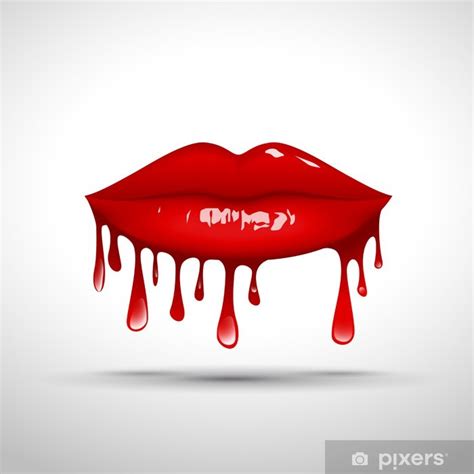 Wall Mural Logo Lips Dripping Gloss # Vector - PIXERS.CA