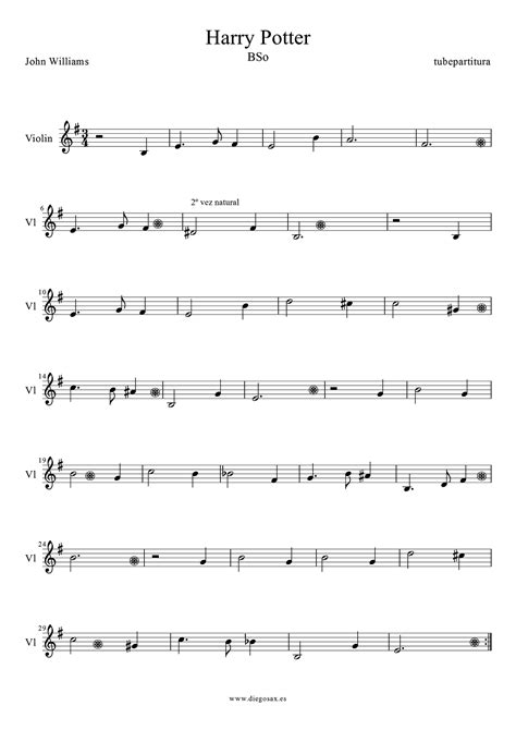 tubescore: Harry Poter by John Williams Sheet Music for Violin Soundtrack of Harry Poter