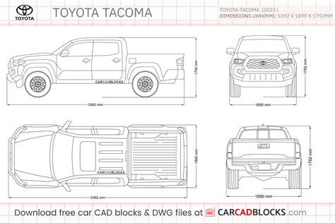 Toyota Tacoma 2023 Free CAD Blocks, DWG File - CarCadBlocks