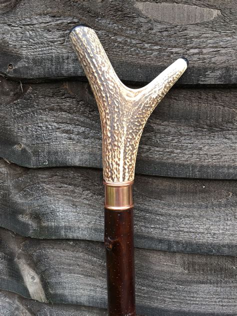 Stag antler thumbstick. | Walking sticks, Hand carved walking sticks, Handmade walking sticks