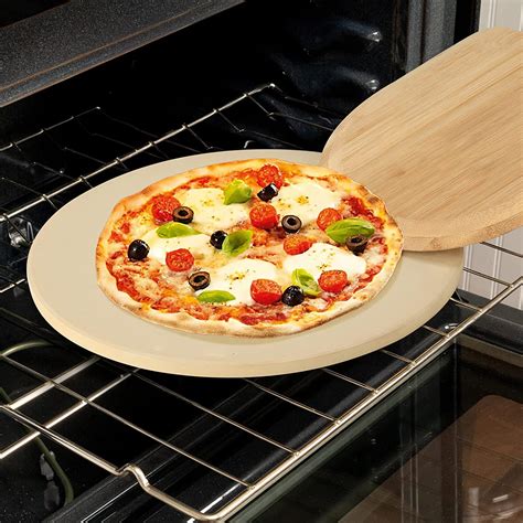 Amzdeal 15'' Round Cordierite Pizza Stone for Oven and Grill with Baking Recipes - Walmart.com