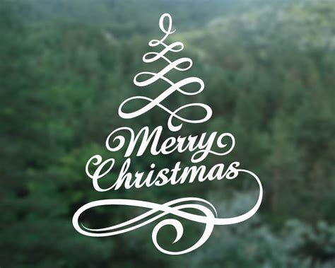 Merry Christmas Tree Decal, Merry Christmas Tree Sticker, Xmas Wall sticker, Xmas tree sticker ...