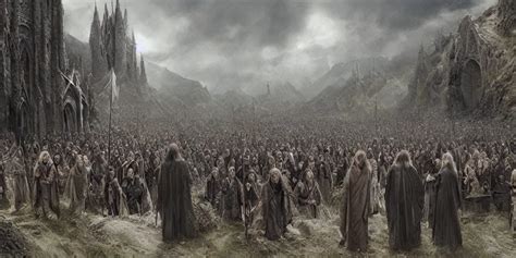 Funeral of Aragorn, Arwen at his side, detailed matte | Stable Diffusion