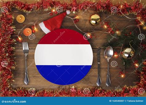 Beautiful Christmas Composition with a Plate with the National Flag of ...