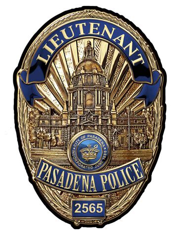 Pasadena Police Department (Lieutenant) Badge all Metal Sign with your ...