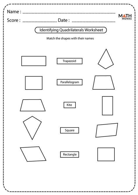 Special Quadrilaterals Worksheets