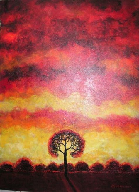 Tree Art Sunset Tree painting Original fine art Acrylic | Etsy