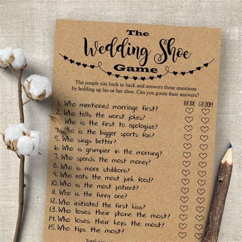 The Wedding Shoe Game Couples Shower Wedding Shower - Etsy