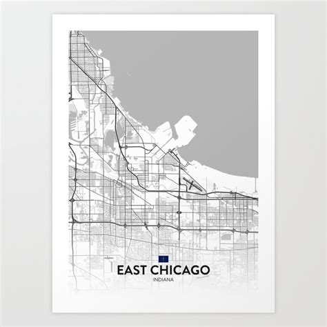 East Chicago, Indiana, United States - Light City Map Art Print by IMR ...