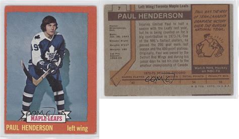 1973-74 Topps #7 Paul Henderson Toronto Maple Leafs Hockey Card | eBay