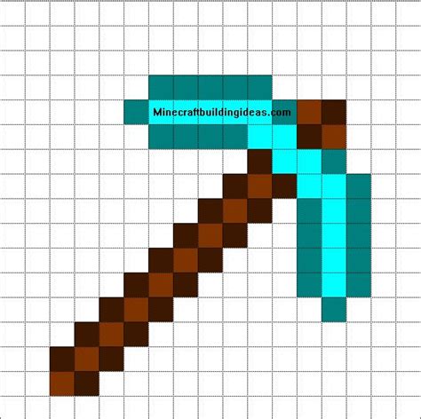 Minecraft Pixel Art Templates: Diamond Pickaxe | Minecraft pixel art ...