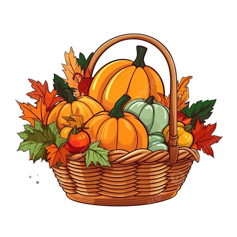 Thanksgiving Basket With Autumn Pumpkin Vector Flat Graphic Design Illustration, Autumn, Acorn ...