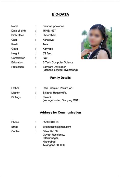 Hindu Marriage Biodata Format Bio Data For Marriage Biodata Format 1803 | HOT SEXY GIRL