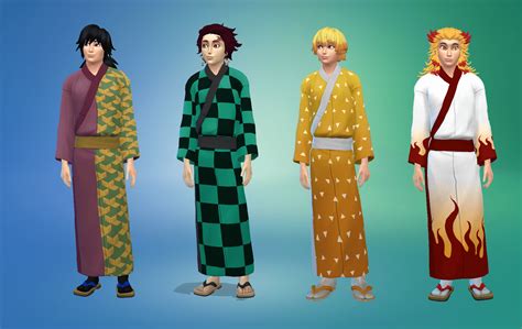 Sims 4 Adult Male Yukata Recolors - Demon Slayer - The Sims Game