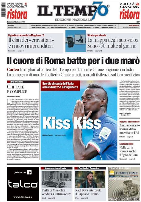 Portada de Il Tempo (Italy) | Newspapers, Italy, Newspaper