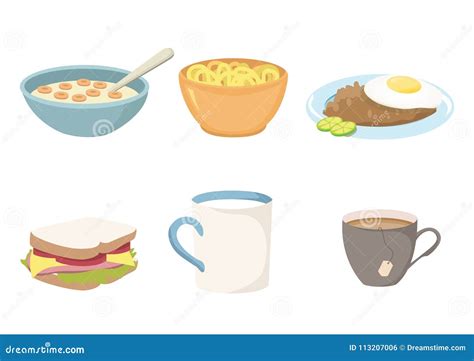 Healthy Breakfast Vector Set Stock Vector - Illustration of noodle ...