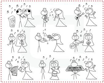 Wedding Clipart Clip Art Stick People Couple Figure by TeoldDesign