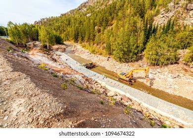 Construction Works Protect Riverbank Erosion Small Stock Photo ...