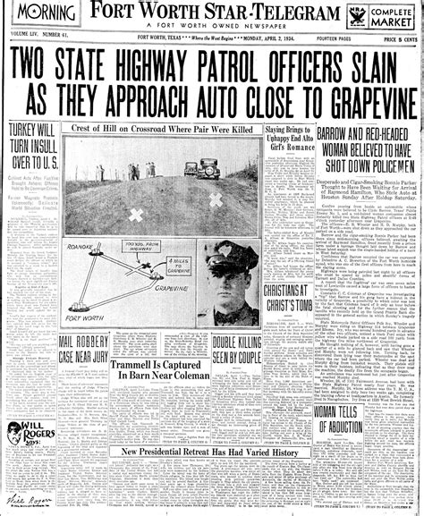 Bonnie And Clyde Death Newspaper