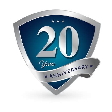 25th Anniversary Badge Logo Icon in Silver and Blue