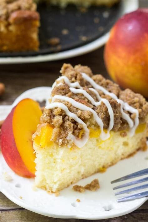 Peach Coffee Cake with Streusel Topping - Oh Sweet Basil