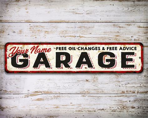 Custom Vintage Garage Sign Metal Personalized Rustic Man Cave Sign ...