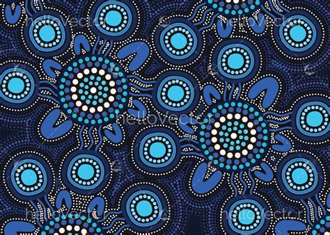 Blue aboriginal art vector seamless background - Download Graphics & Vectors