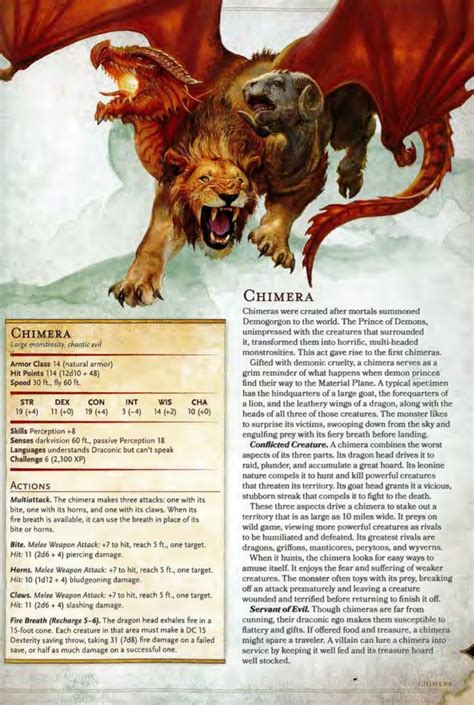 Dnd Monster Manual Chimera | Dnd monsters, Dnd dragons, Mythical creatures