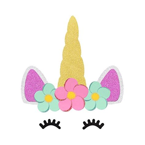 Buy Unicorn Party Cupcake Toppers Glitter Gold Unicorn Horn Shape Cake Decoration Online at ...