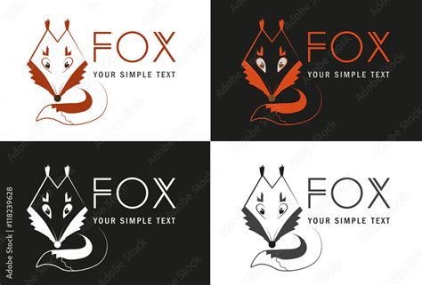 Fox logo. black and white and color icons of fox Stock Vector | Adobe Stock