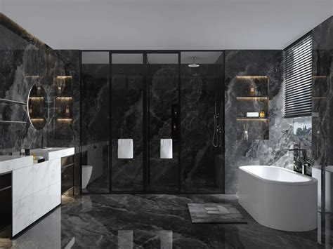 salle de bain en marbre noir on ose