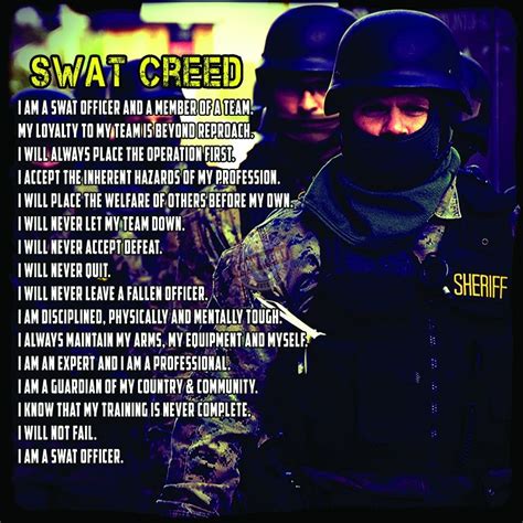 Swat Team “Creed” Poster | Swat team, Team quotes, Swat