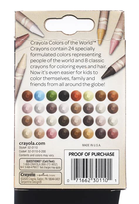 Crayola Colors of the World Crayons, 24, 32 Count Crayon Colors and Swatches and Coloring Book ...