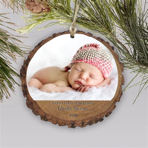 Baby's First Christmas Photo Ornament | Wood | GiftsForYouNow