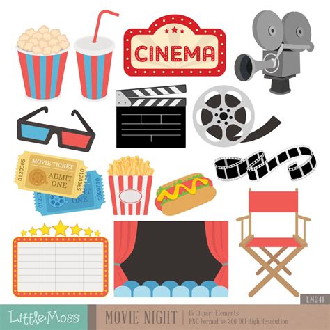 Movie Night Digital Clipart | Etsy