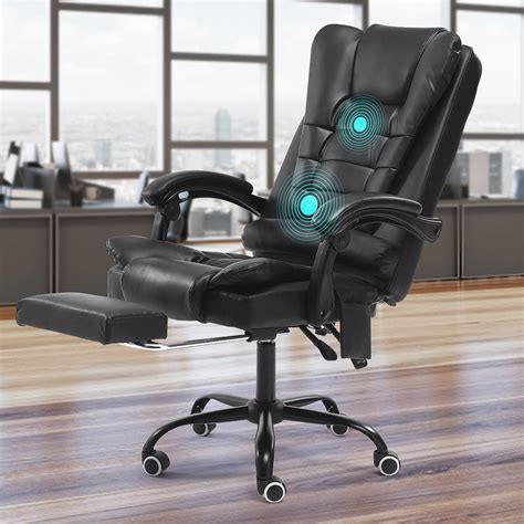 300lb Massage Office Chair Executive PU Leather Computer Desk Chair 135 Degree Reclining ...