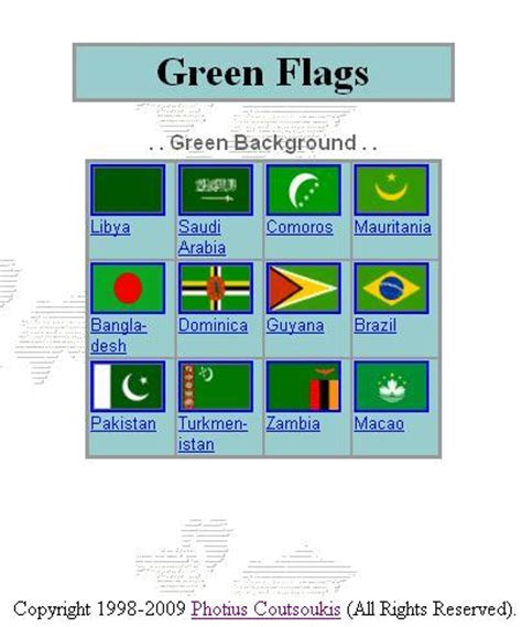 Green Flag Identifier Printable page