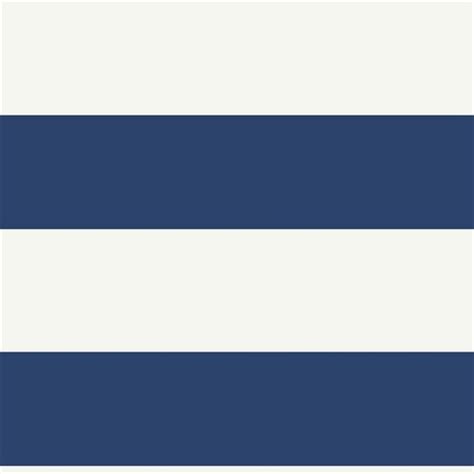 Navy Blue & White Nautical Beach 6.5 In Horizontal Stripe Wallpaper
