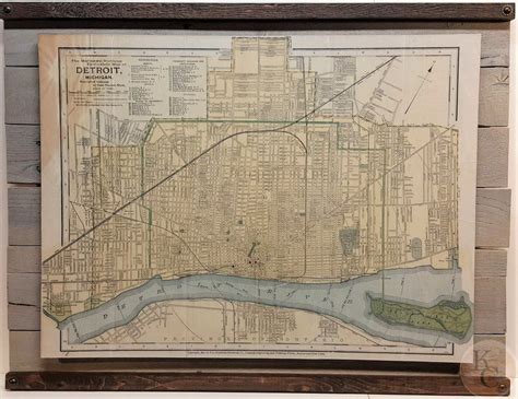 Historic Detroit 1895 map mounted on re-purposed wood Detroit Map, Detroit Michigan, Northrup ...