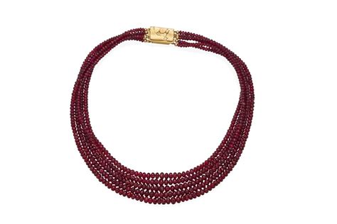 A red spinel necklace, composed of five graduated strands of… - Tony White | The Jeweler's Eye ...