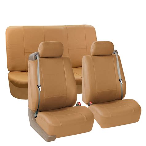 FH Group Tan Rome Faux Leather Airbag Compatible and Split Bench Car ...