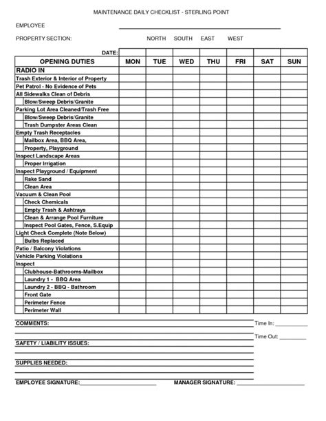 Printable Daily Vehicle Inspection Checklist Template – NBKomputer