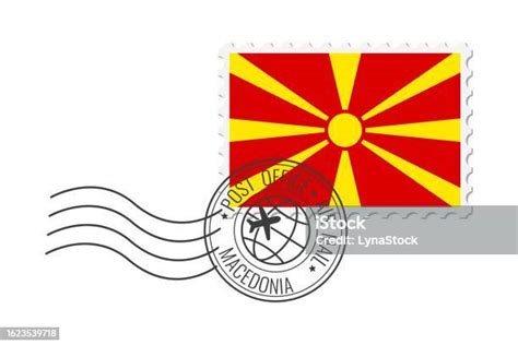 Macedonia Postage Stamp Postcard Vector Illustration With Macedonian National Flag Isolated On ...