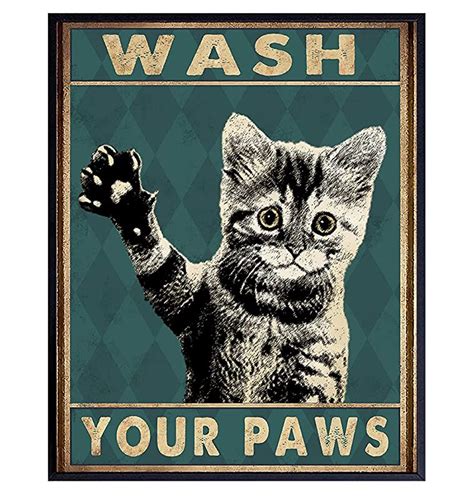 Funny Cat Bathroom Decor - Wash Your Hands Sign