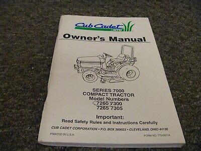 Cub Cadet 7000 Series 7260 7300 7265 7305 Compact Tractor Owner ...