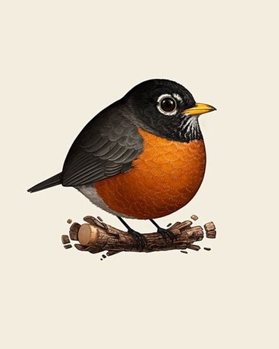 Fat Bird - American Robin (Timed Edition) by Mike Mitchell Editioned artwork | Art Collectorz