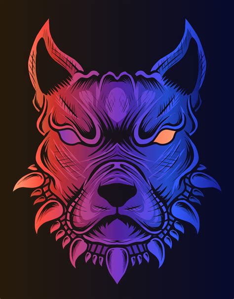 illustration dog head with neon color 5026554 Vector Art at Vecteezy