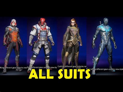 All the Gotham Knights suits and skins