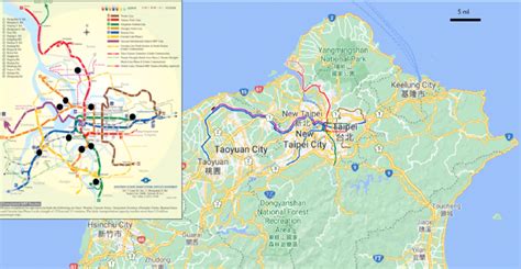 A map of northern Taiwan showing the location of Taipei City and New ...