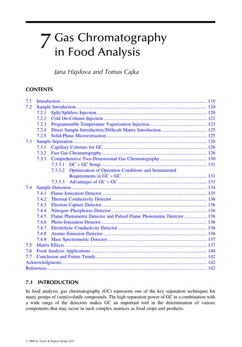 (PDF) Gas chromatography in food analysis